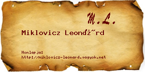Miklovicz Leonárd névjegykártya